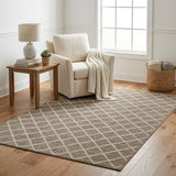 5' X 8' Taupe And Beige Geometric Shag Washable Area Rug With UV Protection