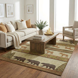 5' X 8' Brown And Chocolate Animal Print Shag Washable Area Rug With UV Protection