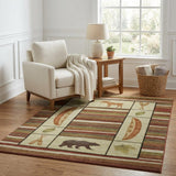 5' X 8' Red And Chocolate Animal Print Shag Washable Area Rug With UV Protection