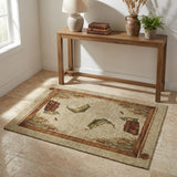 3' X 5' Khaki And Chocolate Animal Print Shag Washable Area Rug With UV Protection