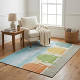 5' X 8' Blue And Gray Shag Washable Area Rug With UV Protection