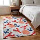 3' X 5' Ivory And Red Animal Print Shag Washable Area Rug With UV Protection