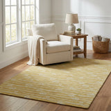5' X 8' Gold And Ivory Striped Shag Washable Area Rug With UV Protection