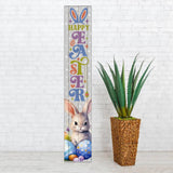 46" Brown White And Green Solid Wood Happy Easter Porch Sign