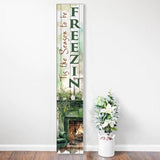 46" Brown White And Green Solid Wood Baby It's Cold Outside Porch Sign