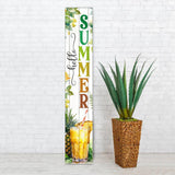 46" Brown White And Green Solid Wood Hello Summer Porch Sign
