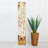 46" Brown White And Green Solid Wood Hello Sunshine Porch Sign