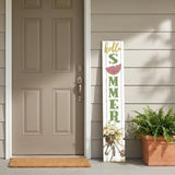 46" White Yellow And Green Solid Wood Bicycle Floral Hello Summer Porch Sign