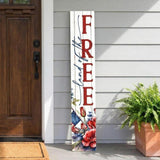 46" Red White And Blue Solid Wood Land of the Free Porch Sign