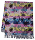 59" X 71" Blue Purple And Turquoise Floral Throw Blanket with Fringe