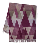 59" X 71" Light Purple And Raspberry Geometric Throw Blanket with Fringe