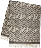 51" X 71" Dark Gray And Off White Polyester Blend Ikat Throw Blanket with Fringe