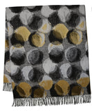 59" X 71" Gray And Mustard Abstract Throw Blanket with Fringe