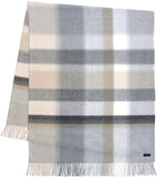 59" X 71" Beige And Light Gray Plaid Throw Blanket with Fringe