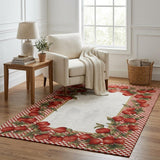 5' X 8' Red And Ivory Checkered Shag Washable Area Rug With UV Protection