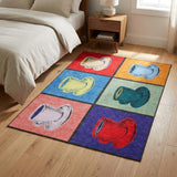 3' X 5' Blue And Black Shag Washable Area Rug With UV Protection