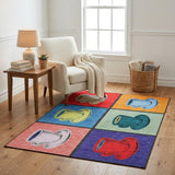 5' X 8' Blue And Black Shag Washable Area Rug With UV Protection