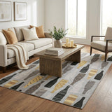 5' X 8' Gray And Black Polka Dot Shag Washable Area Rug With UV Protection