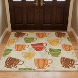 3' X 5' Ivory And Orange Geometric Shag Washable Area Rug With UV Protection