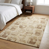 3' X 5' Beige And Taupe Geometric Shag Washable Area Rug With UV Protection