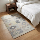 3' X 5' Gray And Beige Geometric Shag Washable Area Rug With UV Protection
