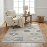 5' X 8' Gray And Beige Geometric Shag Washable Area Rug With UV Protection