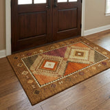 3' X 5' Brown And Chocolate Geometric Shag Washable Area Rug With UV Protection