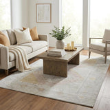 5' X 8' Gray And Beige Geometric Shag Washable Area Rug With UV Protection