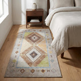 3' X 5' Taupe And Brown Geometric Shag Washable Area Rug With UV Protection