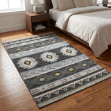 3' X 5' Midnight And Charcoal Geometric Shag Washable Area Rug With UV Protection