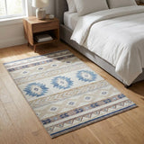3' X 5' Taupe And Ivory Geometric Shag Washable Area Rug With UV Protection
