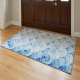 3' X 5' Blue And Denim Blue Geometric Shag Washable Area Rug With UV Protection