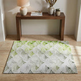 3' X 5' Green And Lime Green Geometric Shag Washable Area Rug With UV Protection