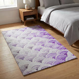 3' X 5' Purple And Violet Geometric Shag Washable Area Rug With UV Protection
