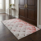 3' X 5' Red And Scarlet Geometric Shag Washable Area Rug With UV Protection