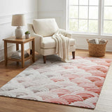 5' X 8' Red And Scarlet Geometric Shag Washable Area Rug With UV Protection