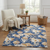 5' X 8' Blue And Chocolate Animal Print Shag Washable Area Rug With UV Protection