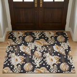 3' X 5' Midnight And Chocolate Animal Print Shag Washable Area Rug With UV Protection