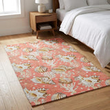 3' X 5' Peach And Chocolate Animal Print Shag Washable Area Rug With UV Protection