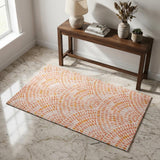 3' X 5' Peach And Orange Geometric Shag Washable Area Rug With UV Protection
