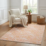 5' X 8' Peach And Orange Geometric Shag Washable Area Rug With UV Protection