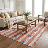 5' X 8' Coral And Gray Animal Print Shag Washable Area Rug With UV Protection