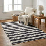 5' X 8' Midnight And Ivory Animal Print Shag Washable Area Rug With UV Protection
