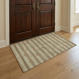 3' X 5' Tan And Taupe Animal Print Shag Washable Area Rug With UV Protection