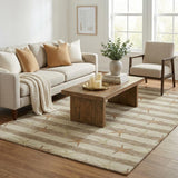 5' X 8' Tan And Taupe Animal Print Shag Washable Area Rug With UV Protection