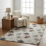 5' X 8' Sand And Chocolate Animal Print Shag Washable Area Rug With UV Protection