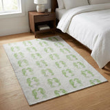 3' X 5' Green And Ivory Animal Print Shag Washable Area Rug With UV Protection