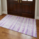 3' X 5' Purple And Violet Striped Shag Washable Area Rug With UV Protection