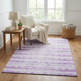 5' X 8' Purple And Violet Striped Shag Washable Area Rug With UV Protection