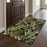 3' X 5' Midnight And Chocolate Floral Shag Washable Area Rug With UV Protection
